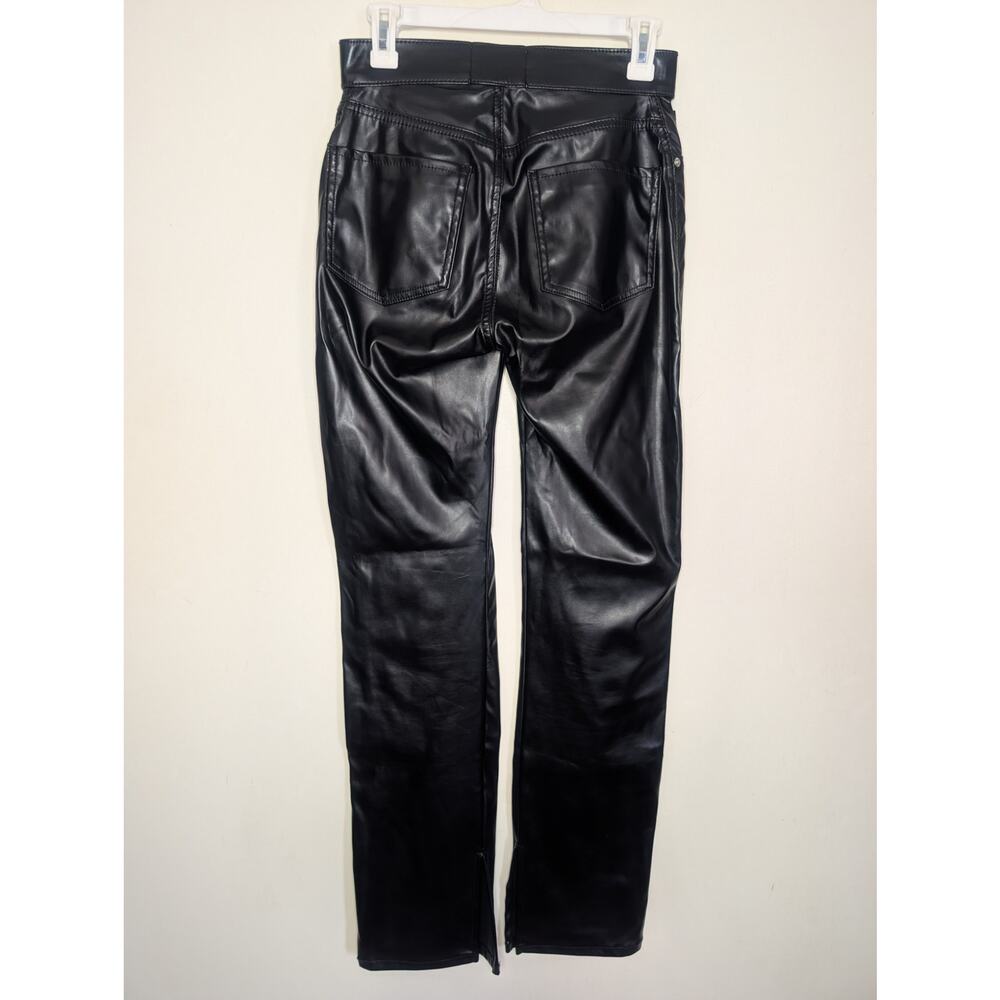 Revice Denim High Rise Vegan Leather Straight Leg in Black, Size 27 - Picture 5 of 7